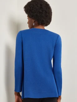 Double Breasted Open Neck Knit Jacket|Misook Clearance