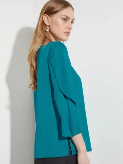 Draped Sleeve Crepe de Chine Blouse|Misook Clearance