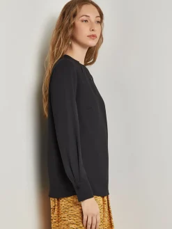 Embellished Neckline Blouse - Crepe De Chine|Misook Online