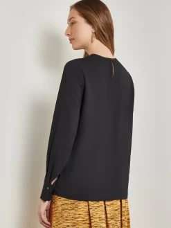 Embellished Neckline Blouse - Crepe De Chine|Misook Online
