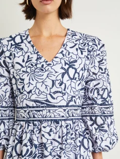 Embroidered Floral Cotton Maxi Dress|Misook Hot