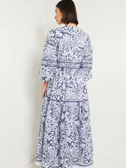 Embroidered Floral Cotton Maxi Dress|Misook Hot