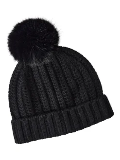 Faux Fur Pom Pom Cashmere Hat|Misook Best