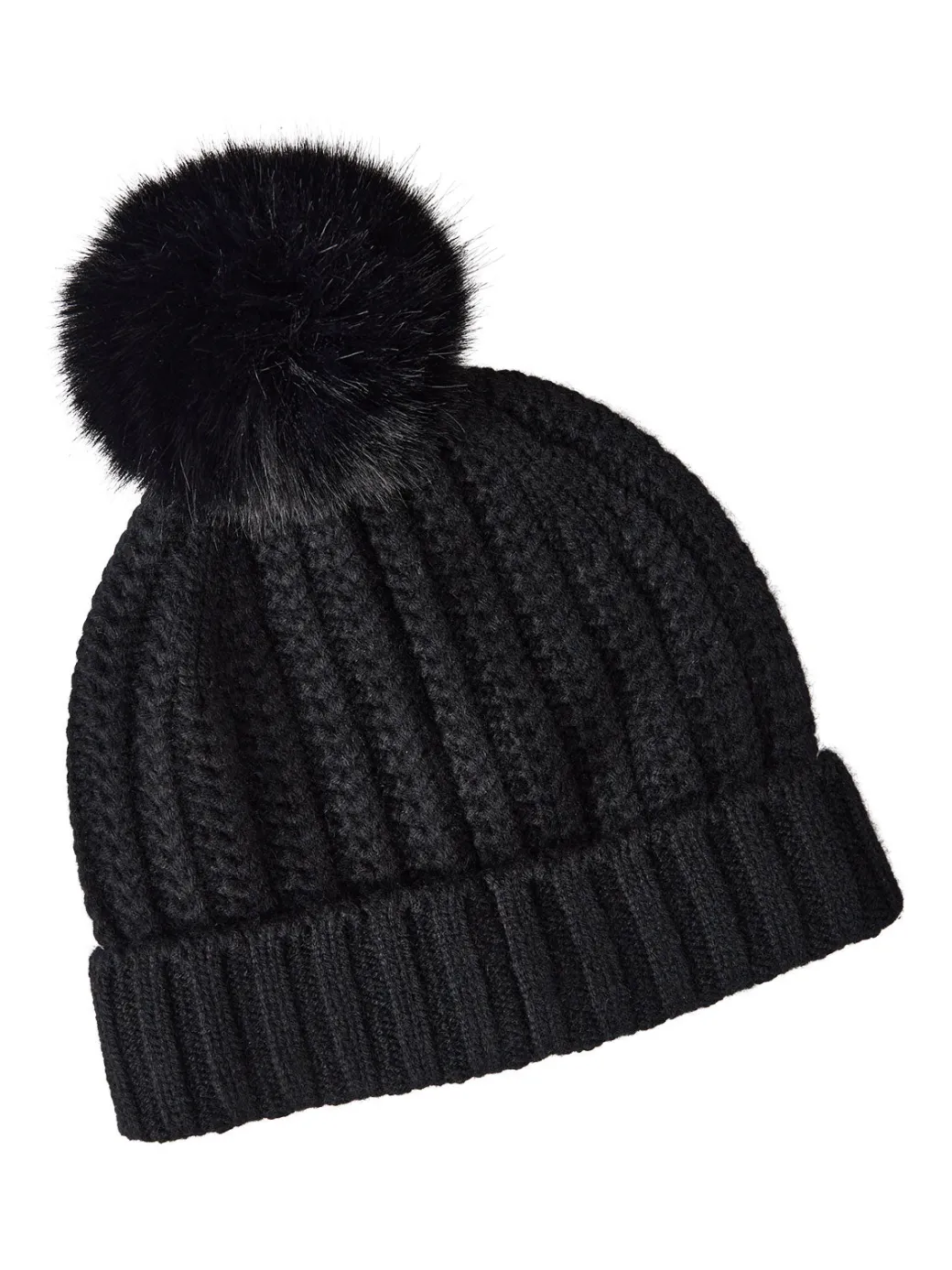 Faux Fur Pom Pom Cashmere Hat|Misook Best