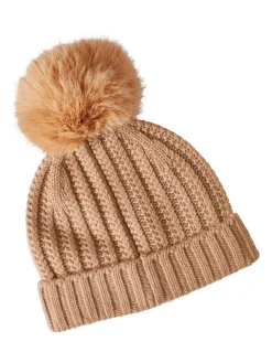 Faux Fur Pom Pom Cashmere Hat|Misook Online