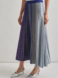 Flared Shimmer Lurex Knit Maxi Skirt|Misook Fashion