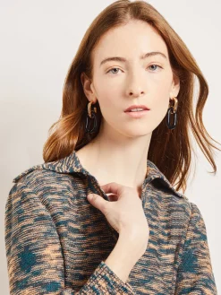 Gold & Black Resin Doorknocker Earrings|Misook Best