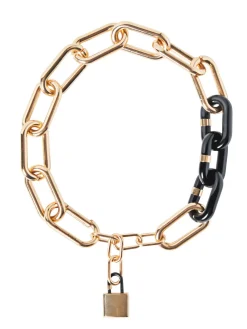 Gold & Black Resin Oval Link Necklace|Misook Best