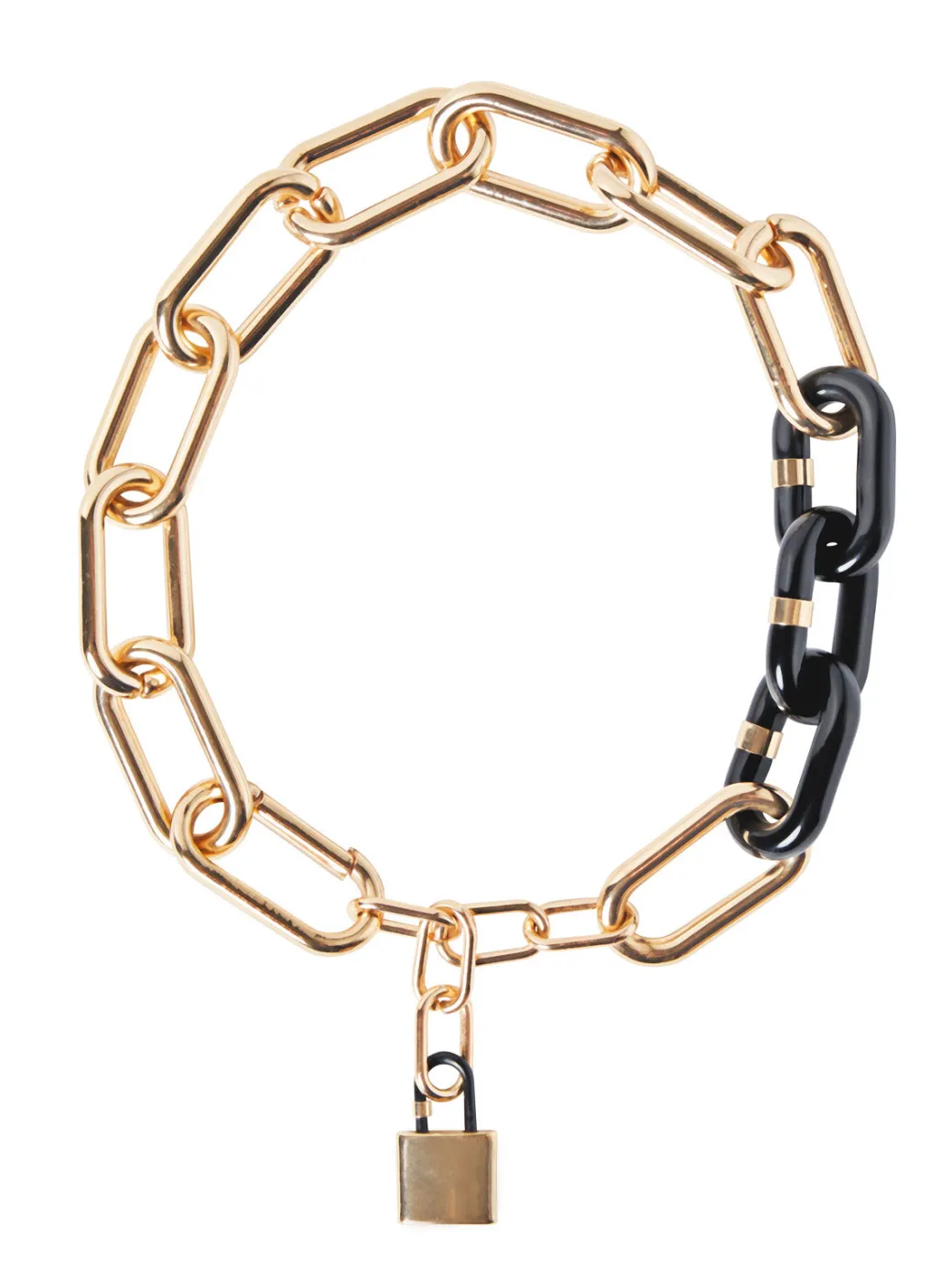 Gold & Black Resin Oval Link Necklace|Misook Best