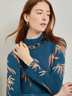 Gold & Black Resin Oval Link Necklace|Misook Best