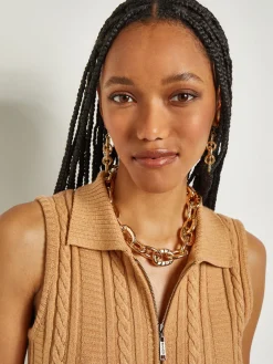 Hammered Oval Link Short Necklace|Misook Online