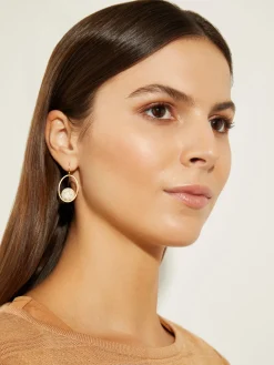 Handmade Gold Magnesite Drop Bead Earrings|Misook Clearance