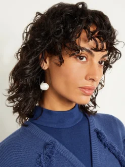 Handmade Matte Black Cotton Pearl Drop Earrings|Misook New