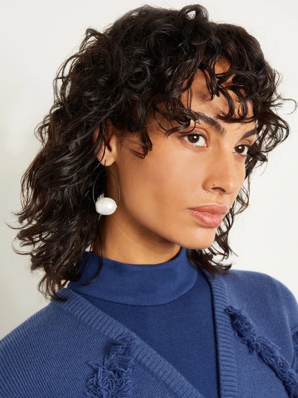 Handmade Matte Black Cotton Pearl Drop Earrings|Misook New