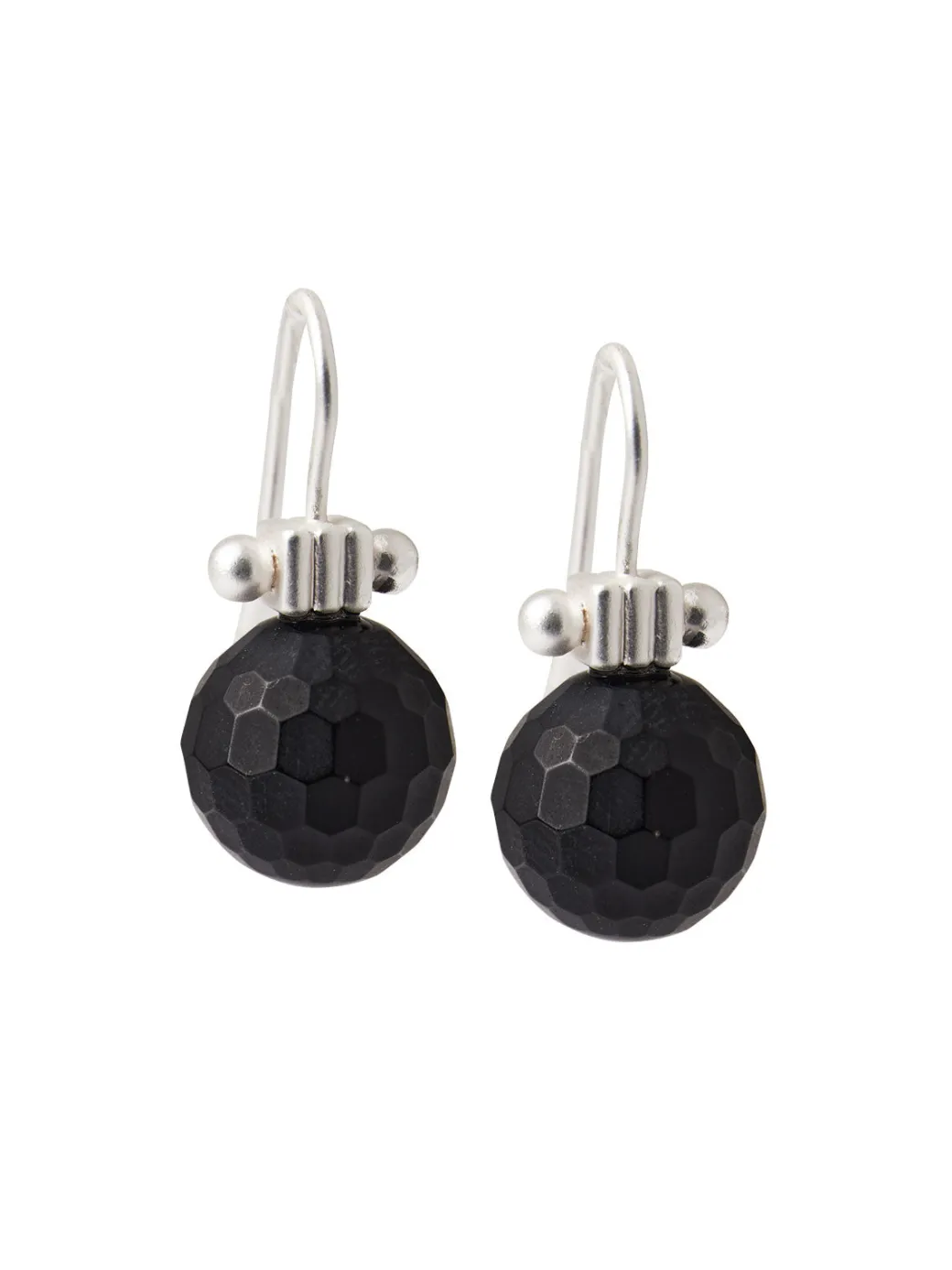 Handmade Matte Black Onyx Crystal Column Top Earring|Misook Hot