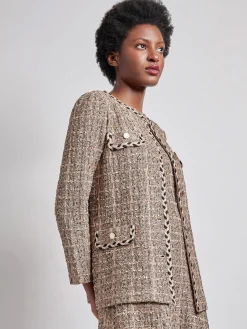 Heritage Fit Braid Trim Tweed Knit Jacket|Misook New