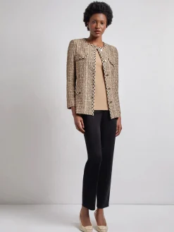 Heritage Fit Braid Trim Tweed Knit Jacket|Misook New