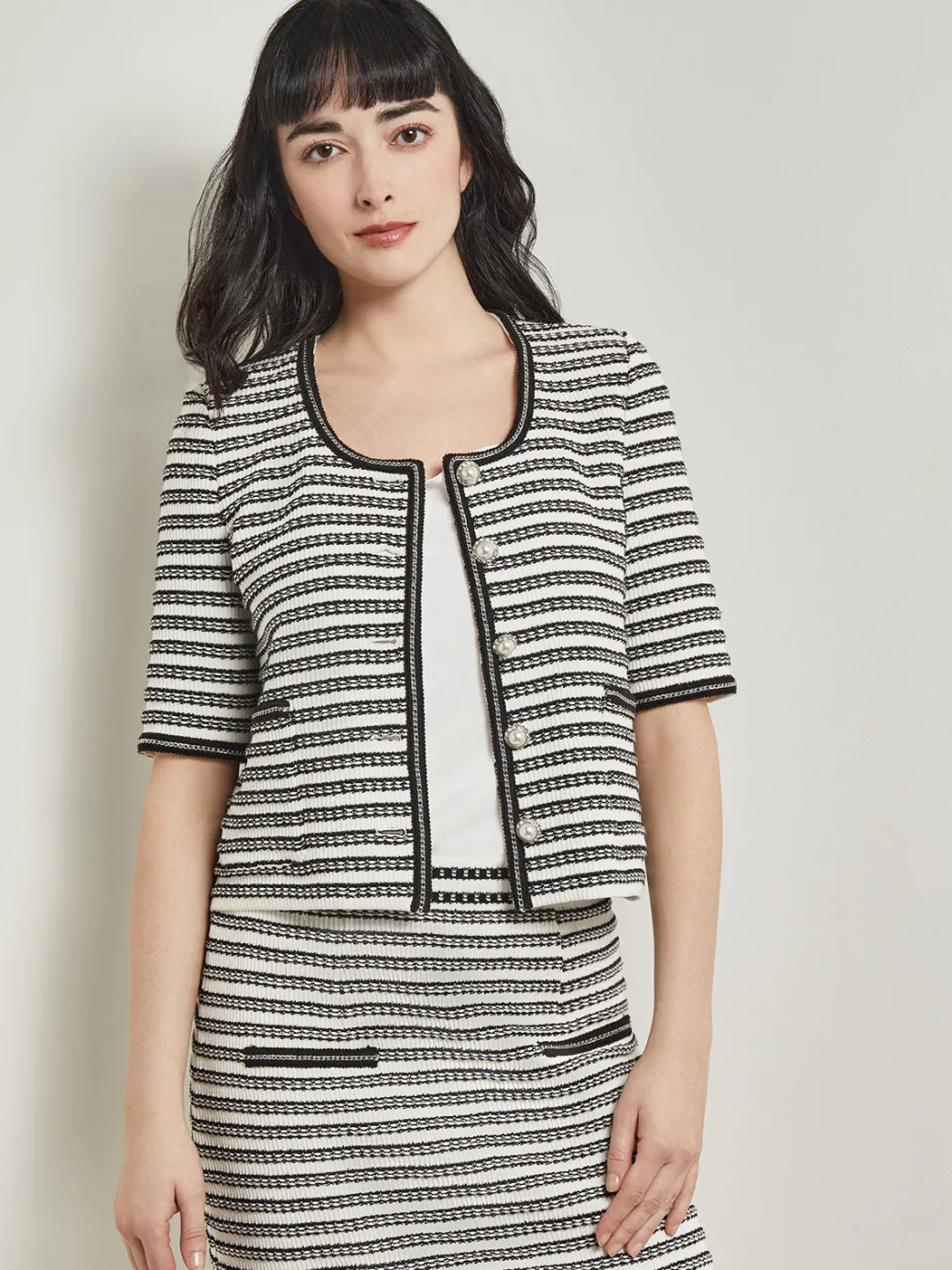 Heritage Fit Chain Trim Jacket - Recycled Knit|Misook Best