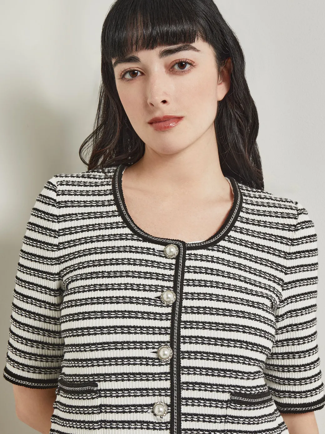 Heritage Fit Chain Trim Jacket - Recycled Knit|Misook Best