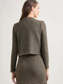 Heritage Fit Curbed Chain Trim Lurex Knit Jacket|Misook Hot