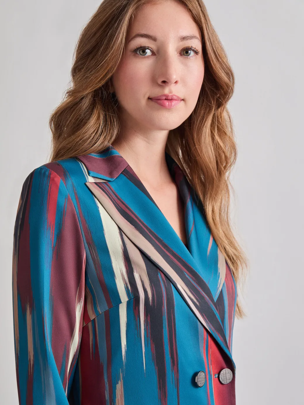 Heritage Fit Double-Breasted Brushstroke Woven Blazer|Misook New