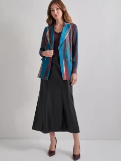 Heritage Fit Double-Breasted Brushstroke Woven Blazer|Misook New