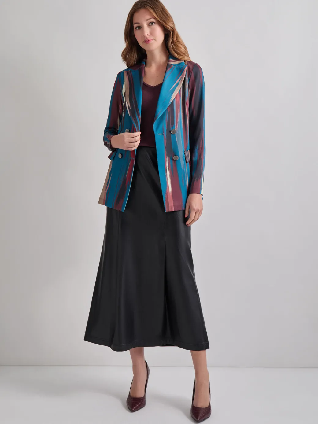 Heritage Fit Double-Breasted Brushstroke Woven Blazer|Misook New