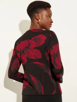 Heritage Fit Floral Button-Front Knit Jacket|Misook Hot