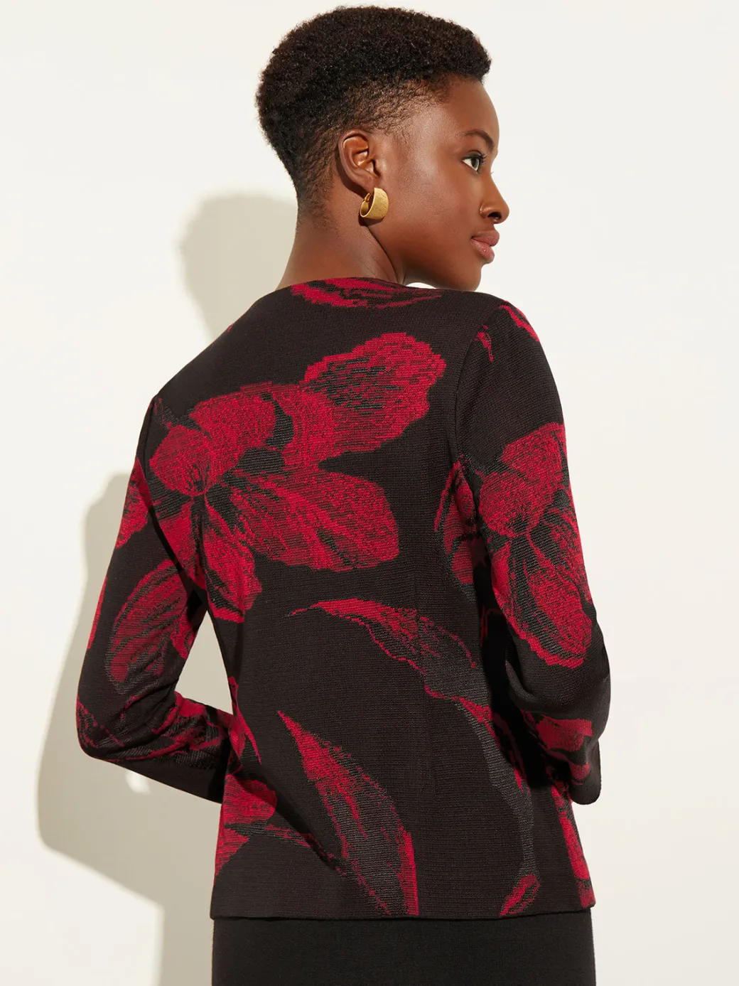 Heritage Fit Floral Button-Front Knit Jacket|Misook Hot