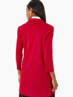 Heritage Fit Floral Embroidery Long Knit Jacket|Misook Fashion