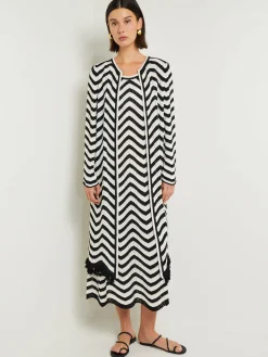 Heritage Fit Jacket - Chevron Fringe Trim Intarsia Knit|Misook New