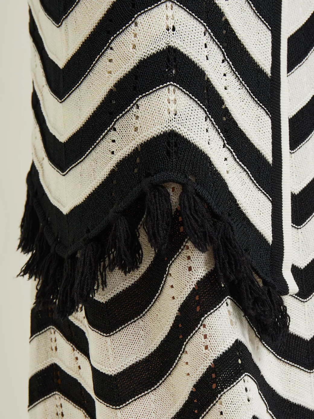 Heritage Fit Jacket - Chevron Fringe Trim Intarsia Knit|Misook New