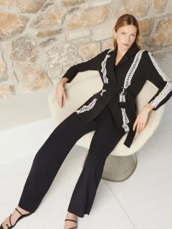 Heritage Fit Jacket - Eyelet Trim Woven Twill|Misook Discount