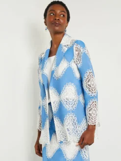 Heritage Fit Jacket - Lace Inset Novelty Woven|Misook Hot