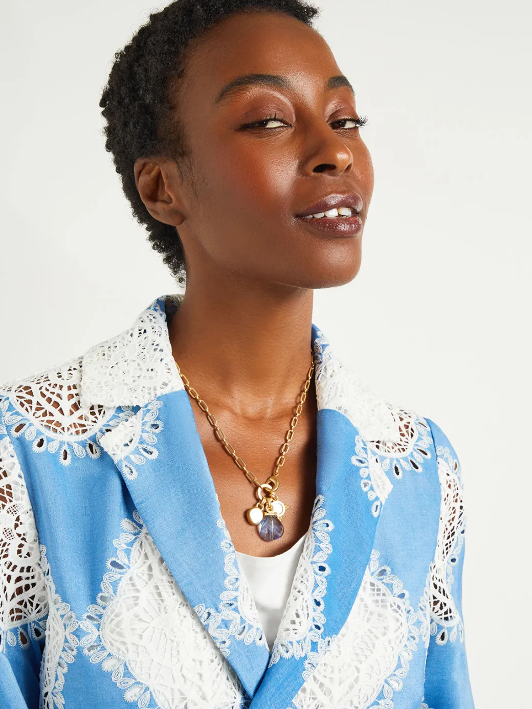 Heritage Fit Jacket - Lace Inset Novelty Woven|Misook Hot