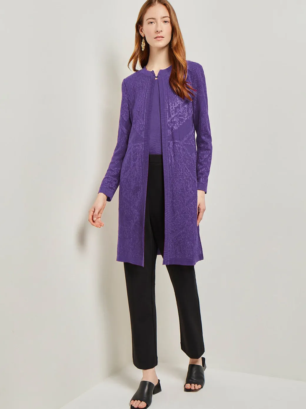 Heritage Fit Jewel Neck Jacquard Knit Jacket|Misook Discount