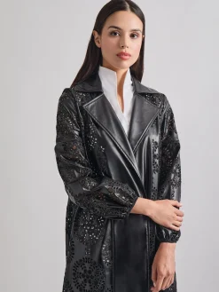 Heritage Fit Open Front Vegan Leather Jacket|Misook Clearance