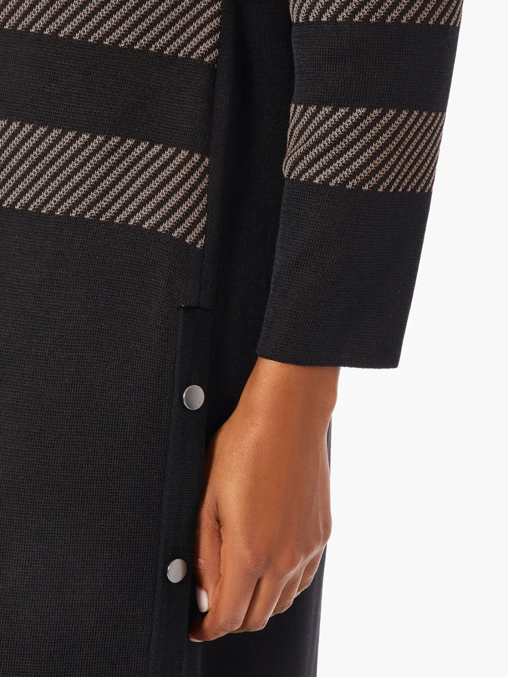 Heritage Fit Side Button Detail Graphic Pattern Knit Duster|Misook New