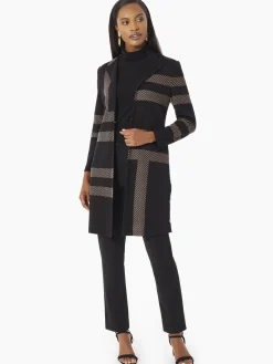 Heritage Fit Side Button Detail Graphic Pattern Knit Duster|Misook New