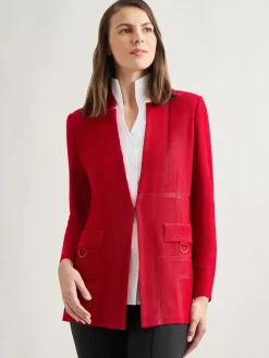 Inverted Notch Collar Tailored Knit Jacket|Misook Sale
