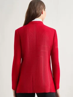 Inverted Notch Collar Tailored Knit Jacket|Misook Sale