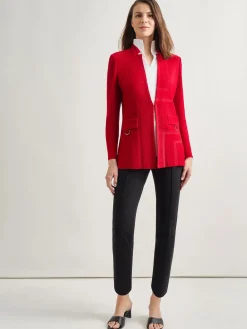 Inverted Notch Collar Tailored Knit Jacket|Misook Sale