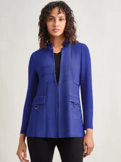 Inverted Notch Collar Tailored Knit Jacket|Misook Best