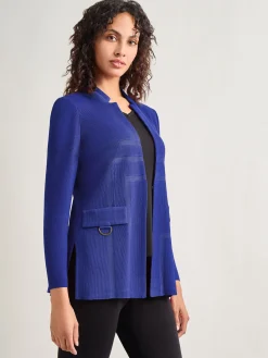 Inverted Notch Collar Tailored Knit Jacket|Misook Best