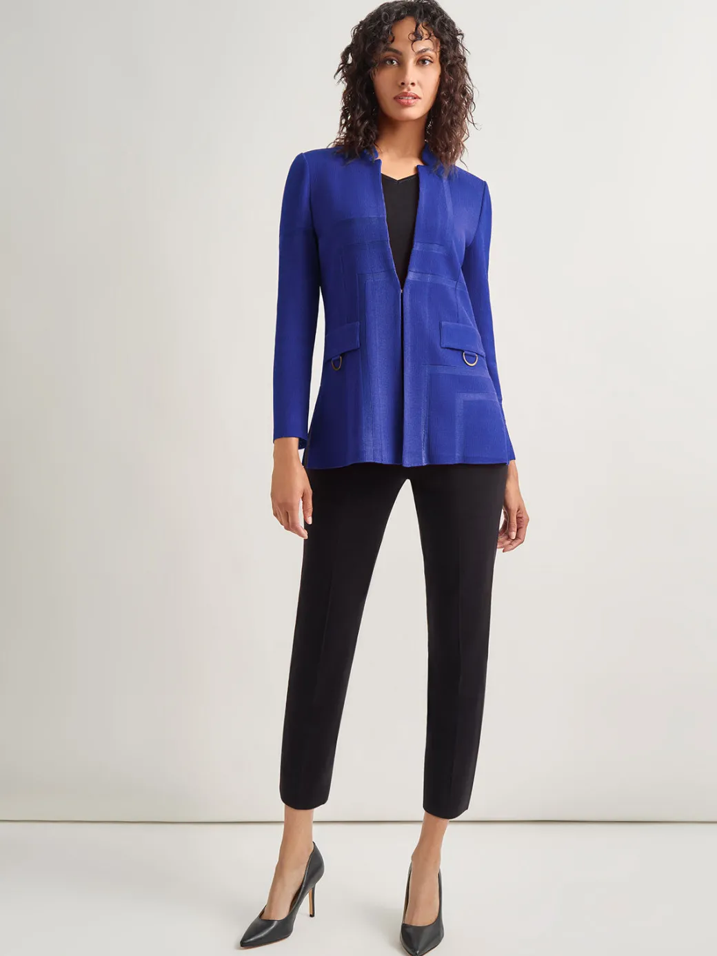 Inverted Notch Collar Tailored Knit Jacket|Misook Best