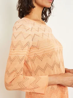 Jewel Neck Tunic - Ombre Pointelle Soft Knit|Misook Clearance