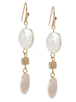 14K Matte Gold Freshwater Drop Earrings|Misook Outlet