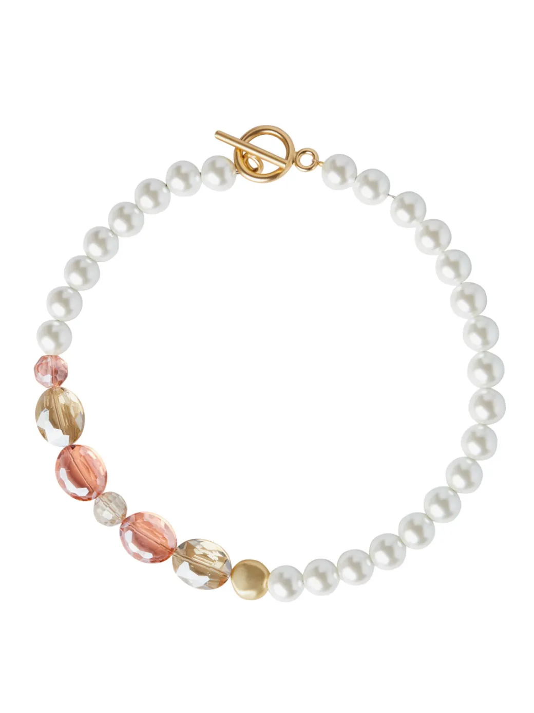 18K Matte Gold Plated Peach Crystal Necklace|Misook Hot