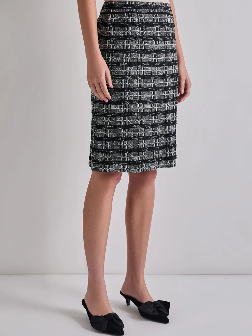 Knee-Length Tweed Knit Pencil Skirt|Misook Outlet