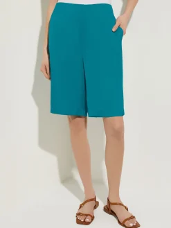 Knee-Length Woven Shorts|Misook Online